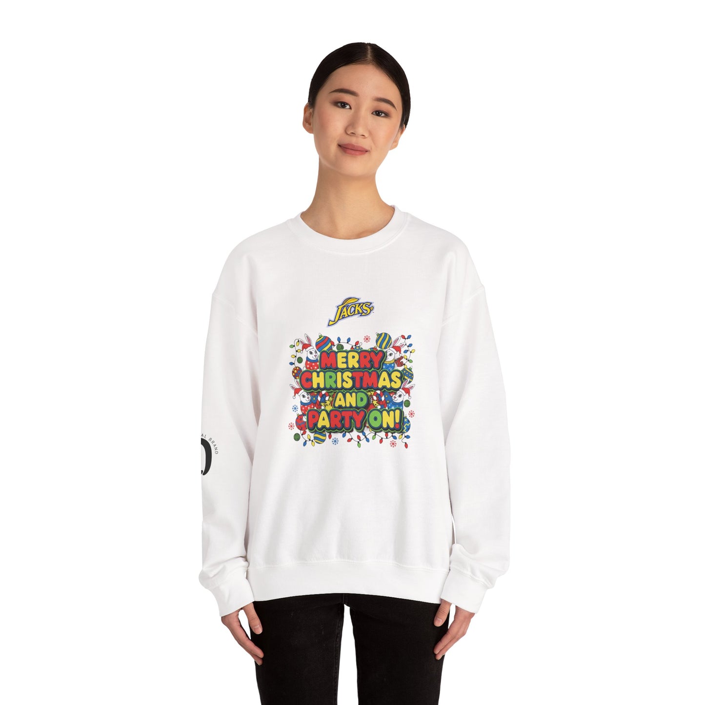 Ophishal Brand Merry Christmas and Party On, Ugly Christmas Party Sweatshirt | Festive Gag Sweater
