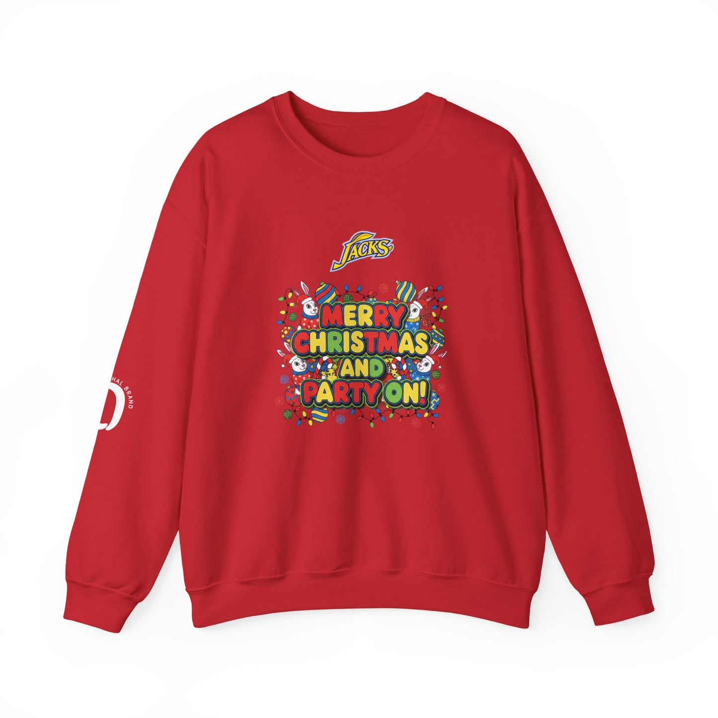Ophishal Brand Merry Christmas and Party On, Ugly Christmas Party Sweatshirt | Festive Gag Sweater