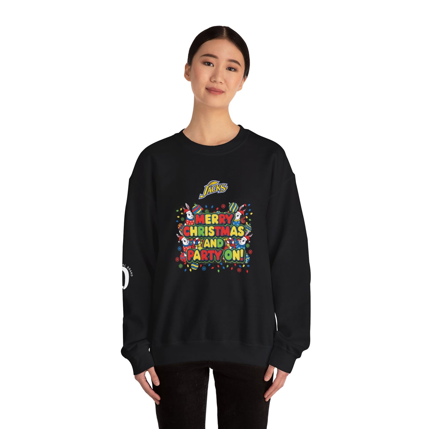 Ophishal Brand Merry Christmas and Party On, Ugly Christmas Party Sweatshirt | Festive Gag Sweater