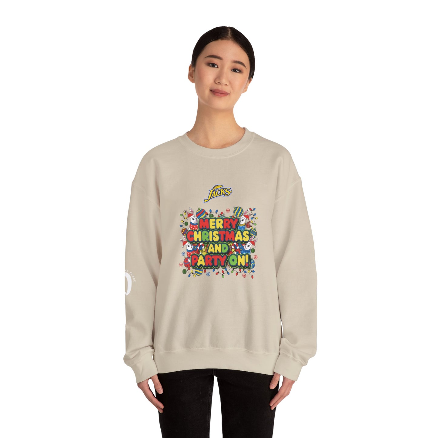 Ophishal Brand Merry Christmas and Party On, Ugly Christmas Party Sweatshirt | Festive Gag Sweater