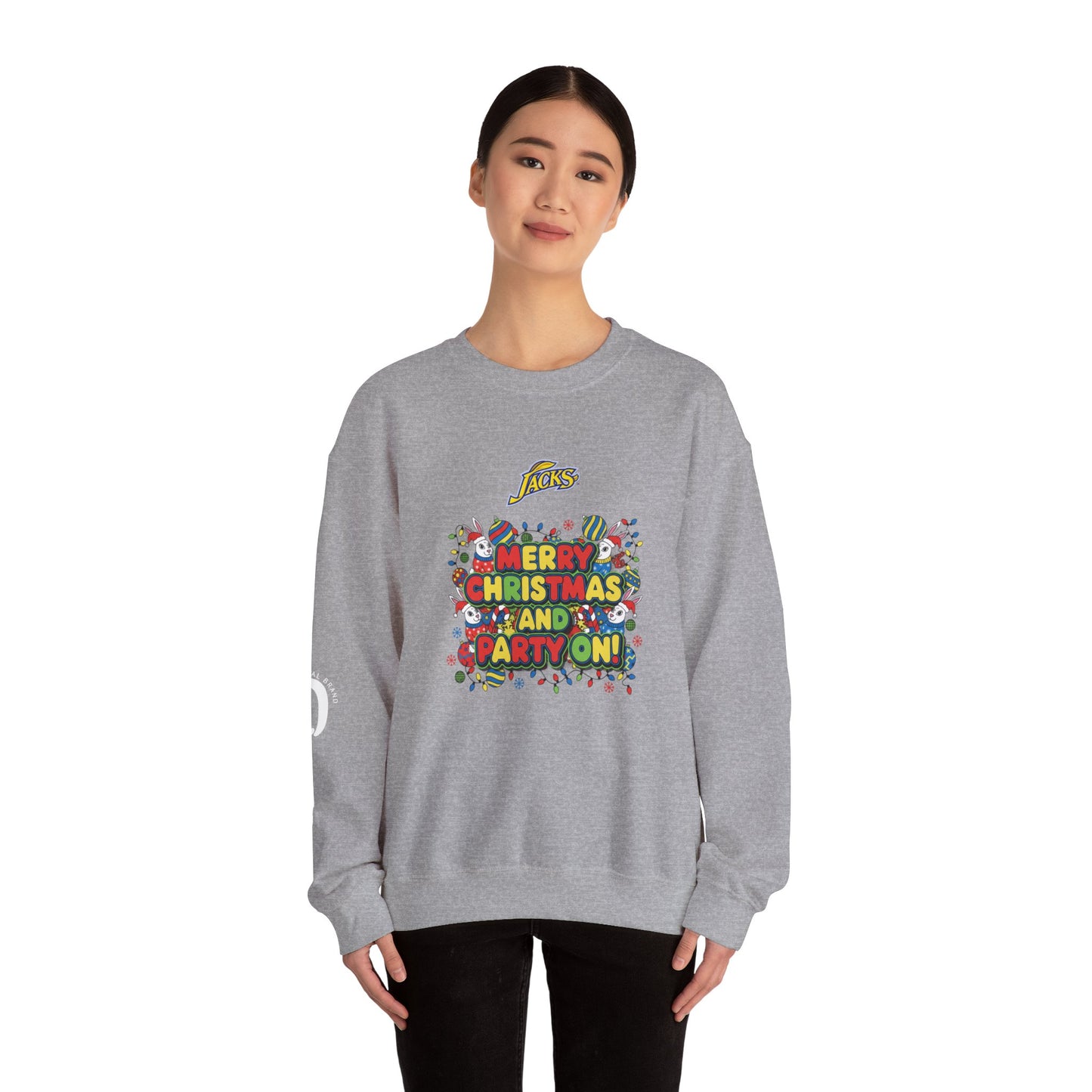 Ophishal Brand Merry Christmas and Party On, Ugly Christmas Party Sweatshirt | Festive Gag Sweater