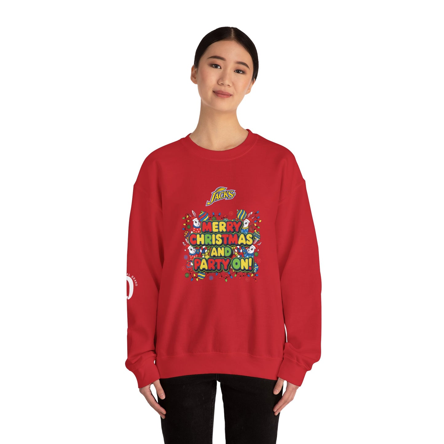 Ophishal Brand Merry Christmas and Party On, Ugly Christmas Party Sweatshirt | Festive Gag Sweater