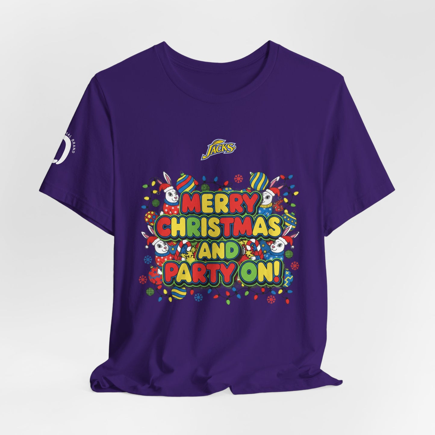 Ophishal Brand Merry Christmas and Party On Tee | ugly Christmas sweater, festive gag sweater