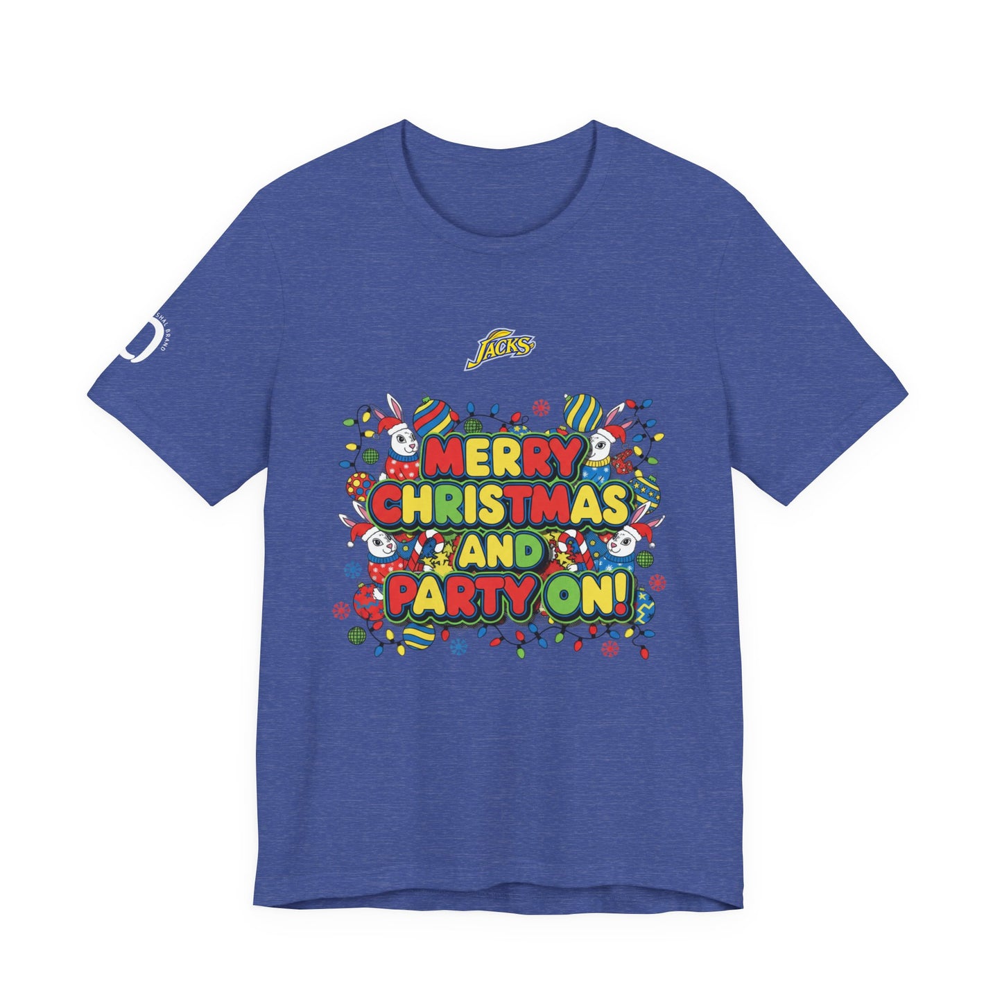Ophishal Brand Merry Christmas and Party On Tee | ugly Christmas sweater, festive gag sweater